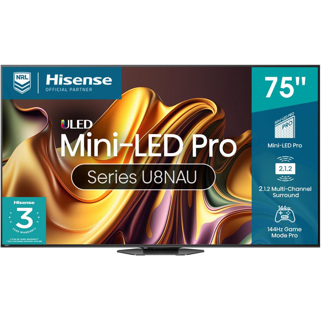 Hisense 75" U8NAU 4K ULED QD Mini-LED PRO Smart TV [2024] - JB Hi-Fi