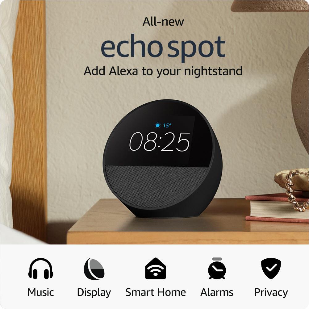 Amazon Echo Spot (Black) - JB Hi-Fi