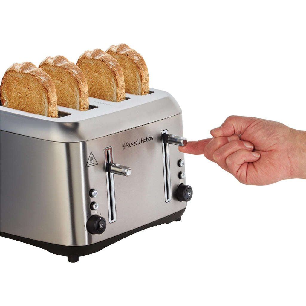 Russell Hobbs Glass Accented Long Toaster, Black & Stainless Steel