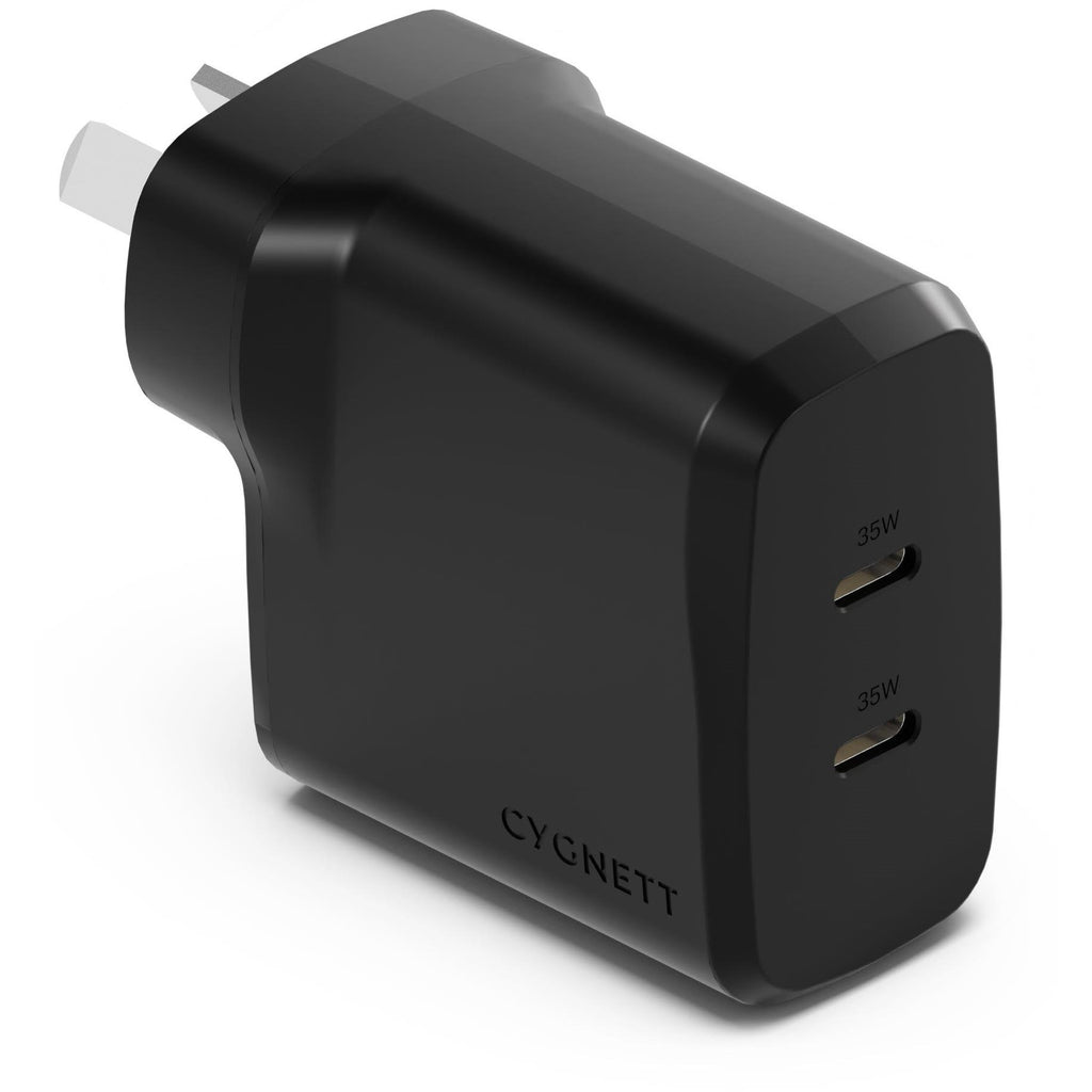 Cygnett PowerPlus 35W Dual Port USB-C Wall Charger (Black) - JB Hi-Fi