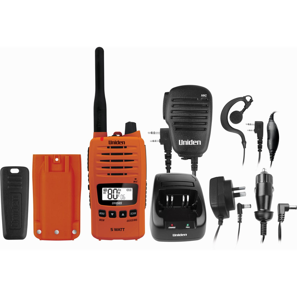 Uniden UH850S-O 5 Watt UHF Waterproof CB Handheld Radio - JB Hi-Fi