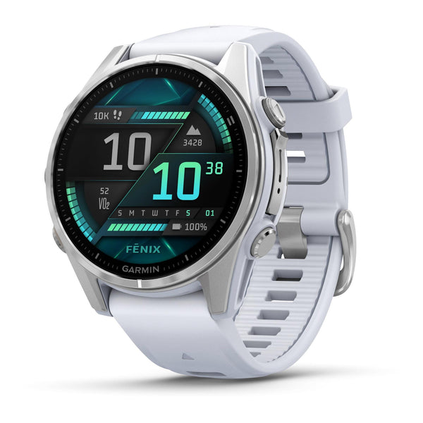 Garmin fenix 8 43mm Bare Stainless Steel with Whitestone Band JB Hi Fi