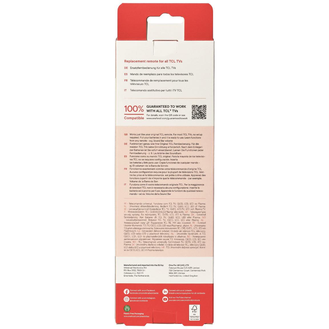One For All TCL Replacement TV Remote