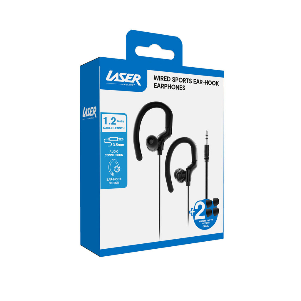 Laser Wired Sports Ear-Hook Earphones (Black) - JB Hi-Fi