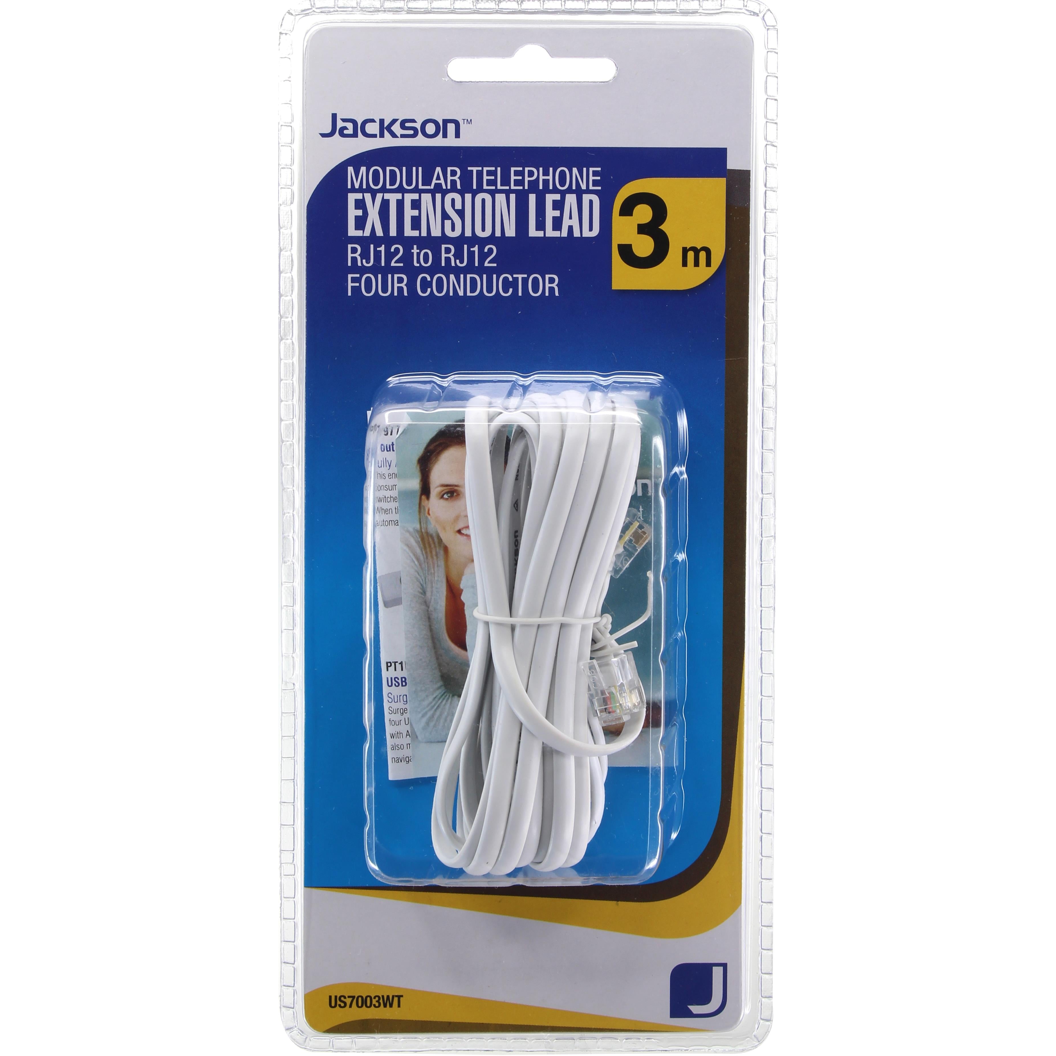 Jackson Modular Telephone Extension Lead 3m (White) - JB Hi-Fi