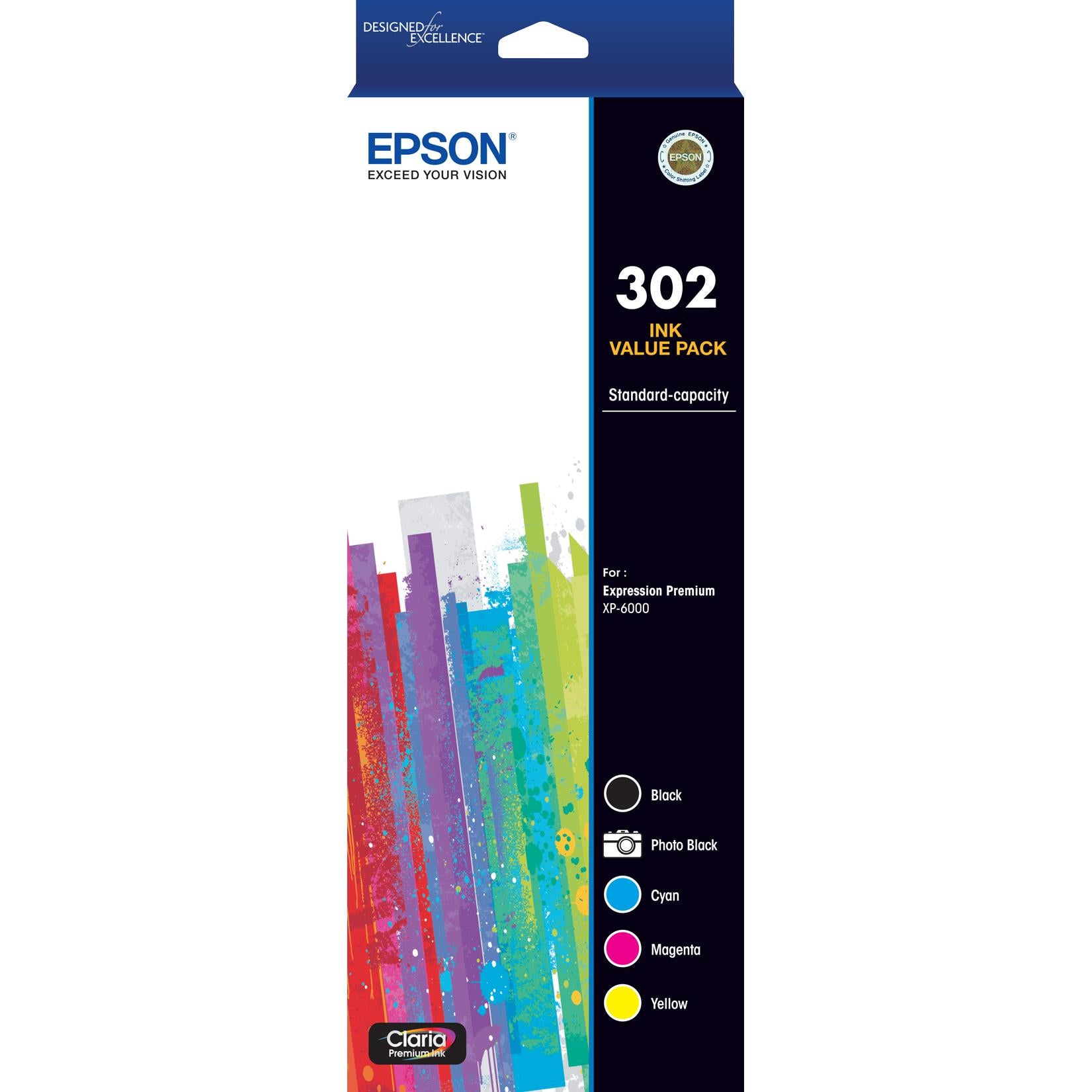 Epson 302 XL 4 Pack Compatible Replacement for XP-6000 and XP-6100
