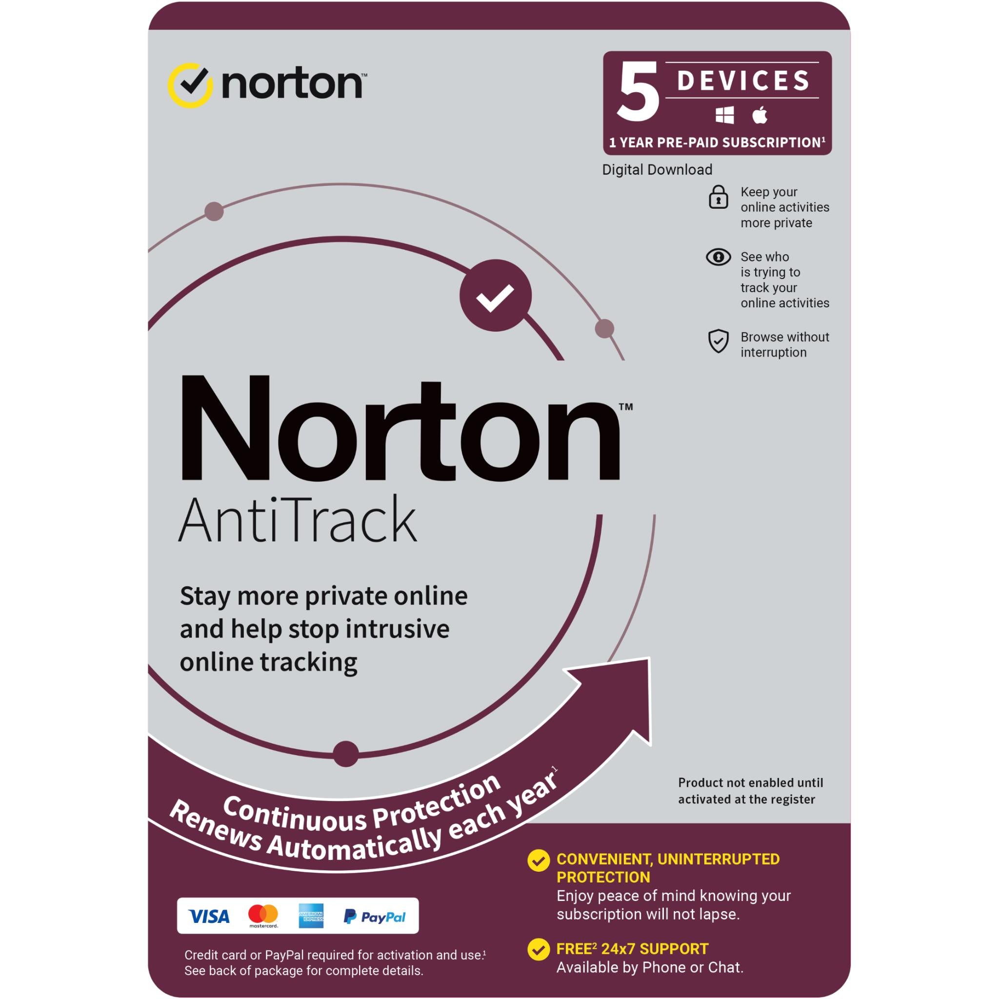 Norton AntiTrack (5-Device, 12-Month) [Digital Download] - JB Hi-Fi