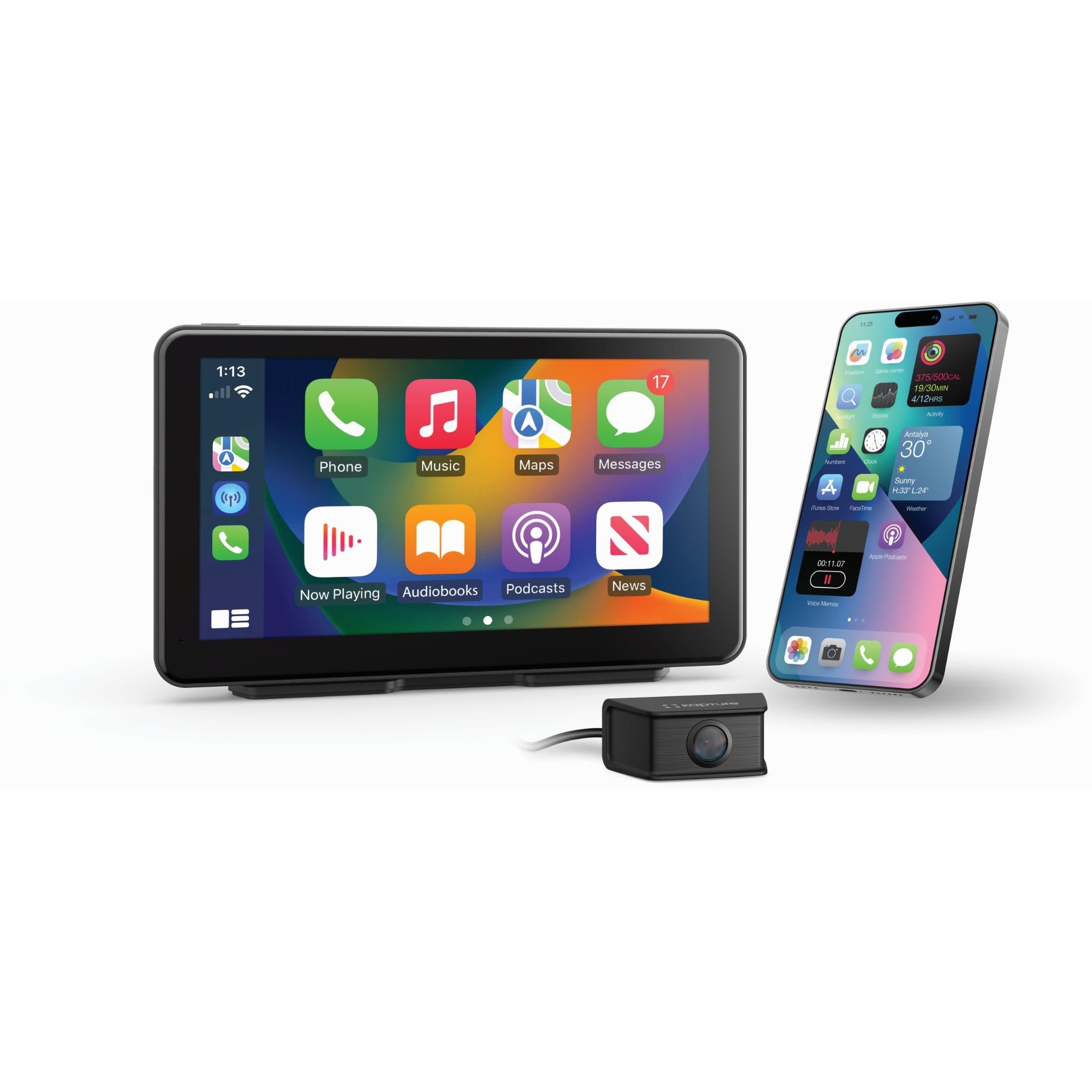 Kapture KPT-W72 Wireless 7" Smart Monitor with FHD Front and Rear Dash Camera