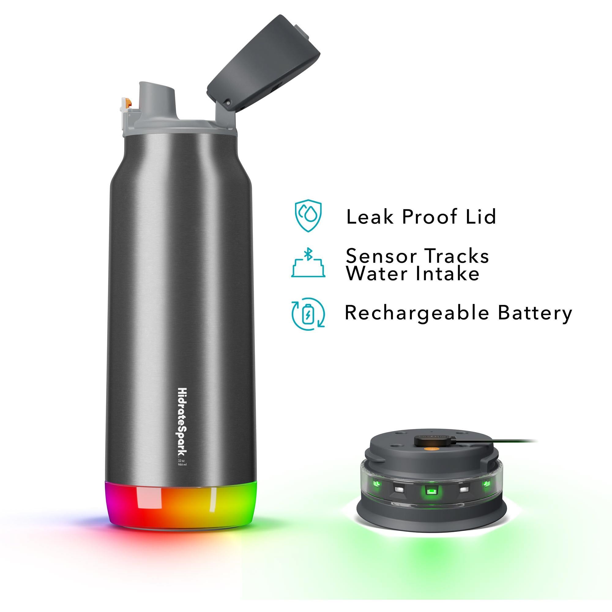 HidrateSpark Pro 946ml Chug Smart Drink Bottle (Stainless Steel)