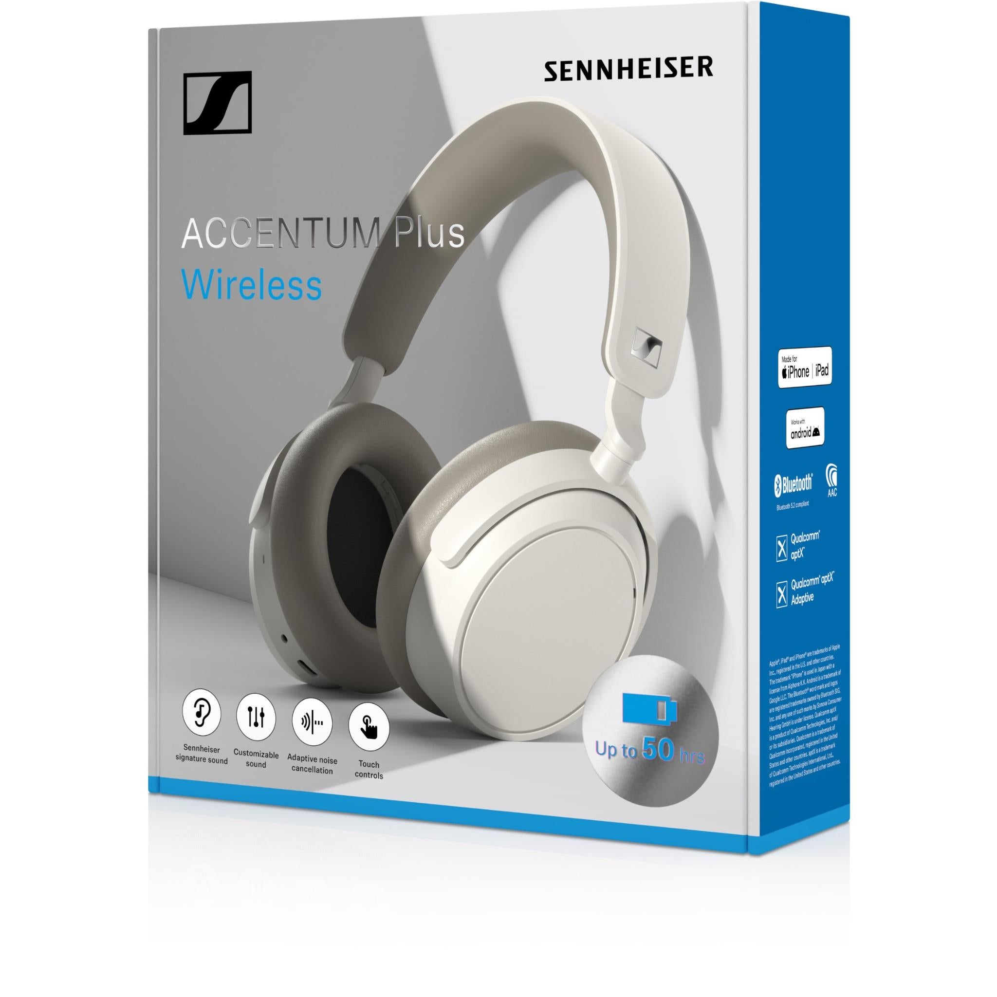 Sennheiser Accentum Plus Adaptive NC Wireless Over-Ear Headphones (White)